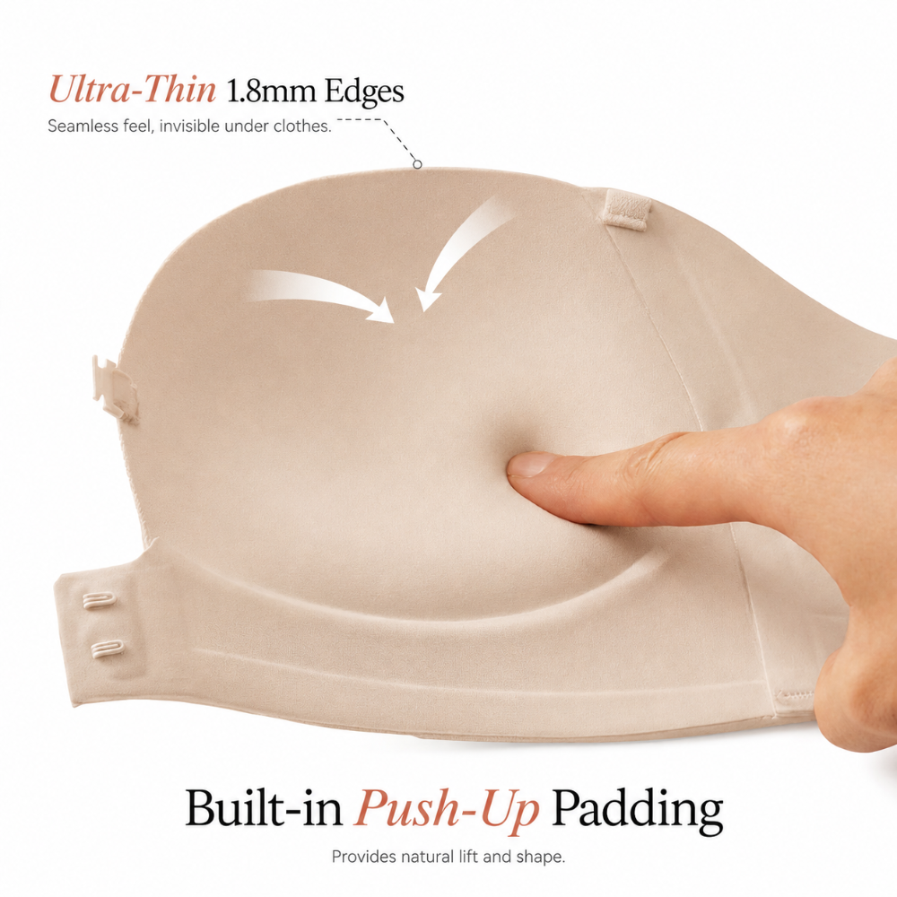 Ultra-thin 1.8mm edges with built-in push-up padding